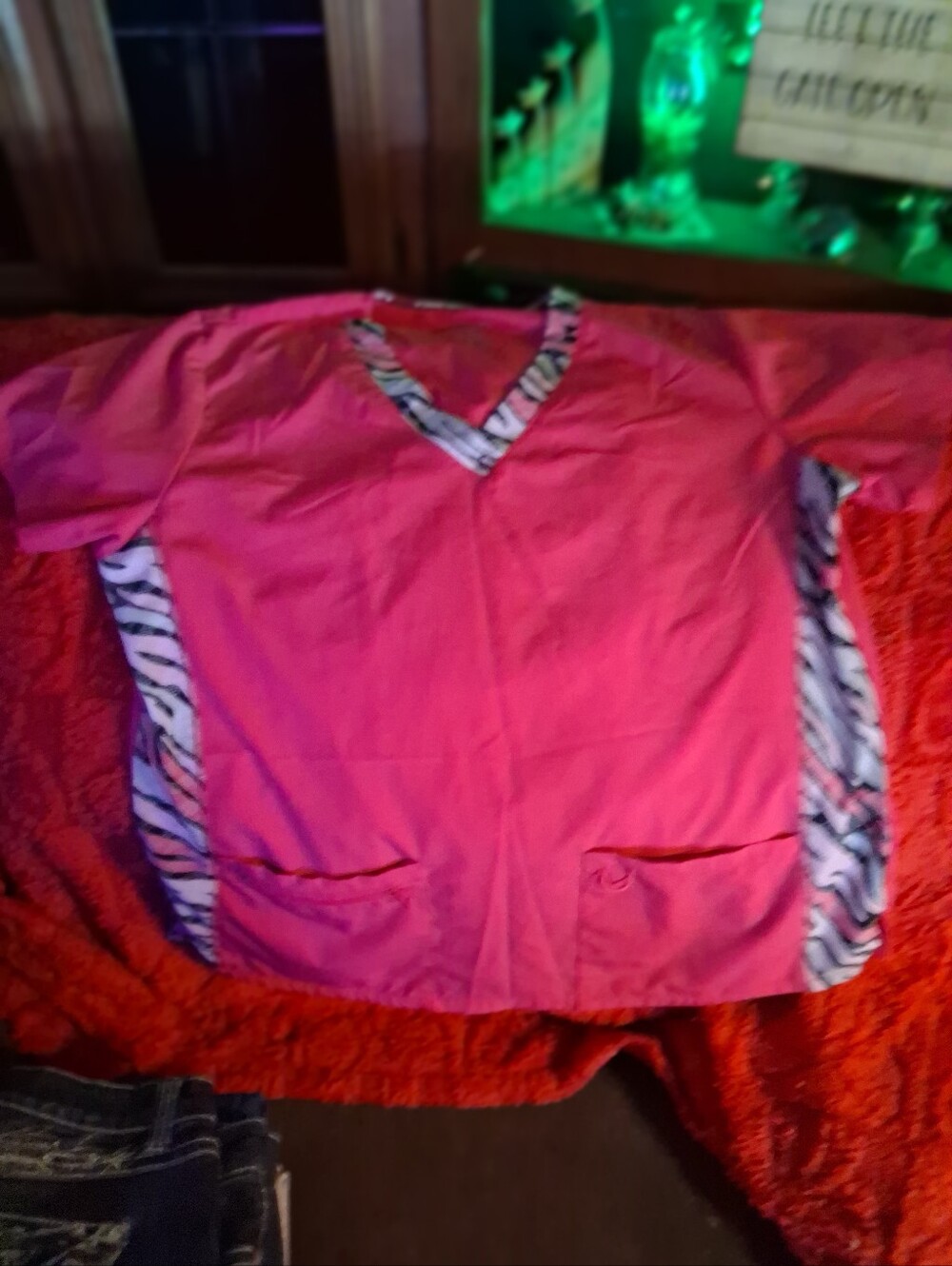 Kids Pink Zebra-Trim Pajama Top